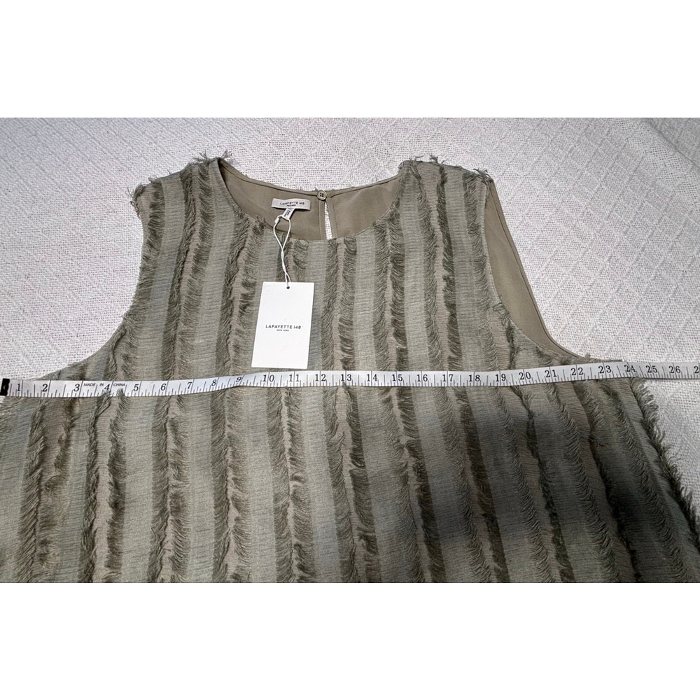 Lafayette 148 NY Pistachio Green 75% Linen Silk Sleeveless Fringe Blouse SZ XXL - Picture 7 of 14